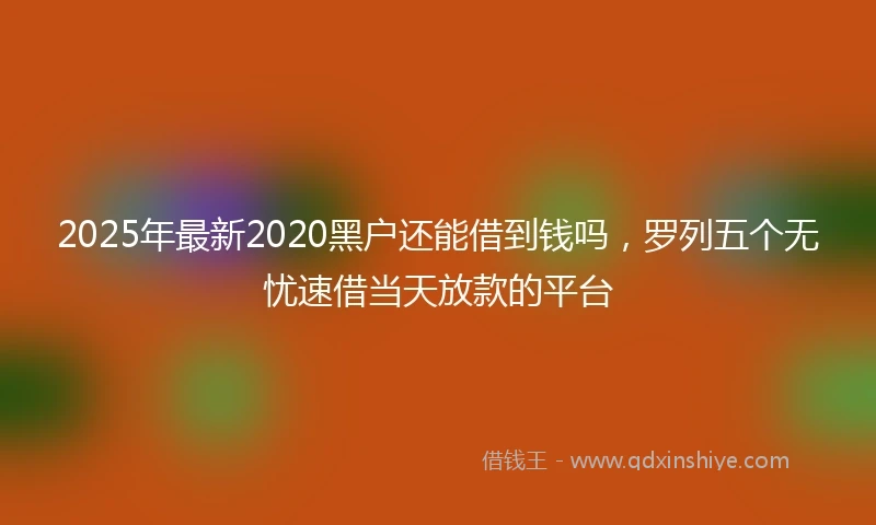 2025年最新2020黑户还能借到钱吗，罗列五个无忧速借当天放款的平台
