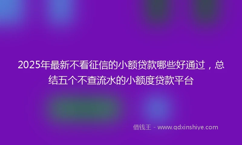 2025年最新不看征信的小额贷款哪些好通过，总结五个不查流水的小额度贷款平台