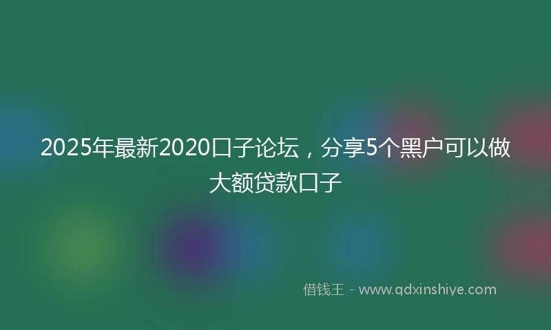 2025年最新2020口子论坛，分享5个黑户可以做大额贷款口子