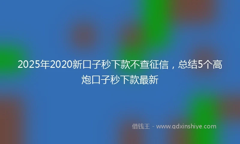 2025年2020新口子秒下款不查征信，总结5个高炮口子秒下款最新