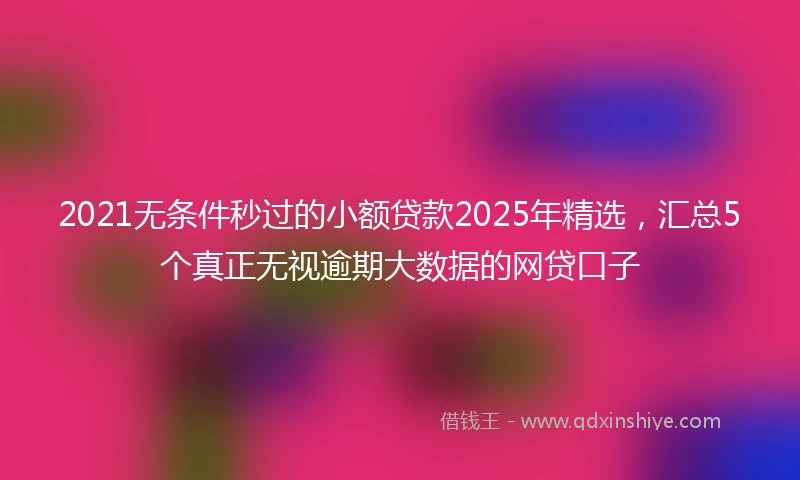 2021无条件秒过的小额贷款2025年精选，汇总5个真正无视逾期大数据的网贷口子