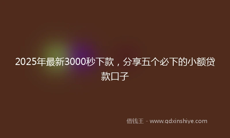 2025年最新3000秒下款，分享五个必下的小额贷款口子