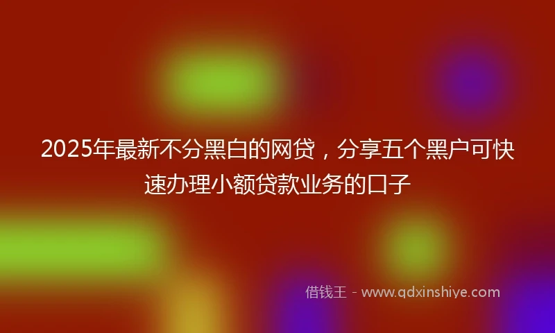 2025年最新不分黑白的网贷，分享五个黑户可快速办理小额贷款业务的口子