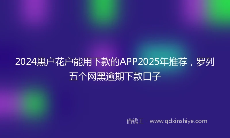 2024黑户花户能用下款的APP2025年推荐，罗列五个网黑逾期下款口子