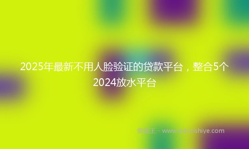 2025年最新不用人脸验证的贷款平台，整合5个2024放水平台