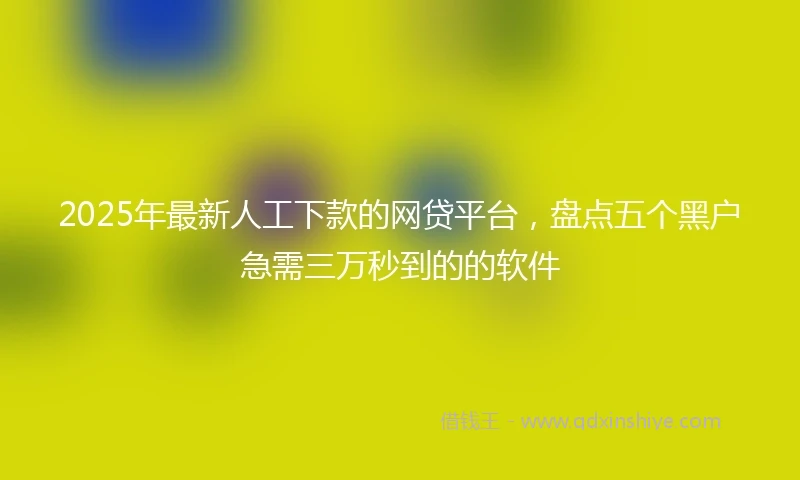 2025年最新人工下款的网贷平台，盘点五个黑户急需三万秒到的的软件