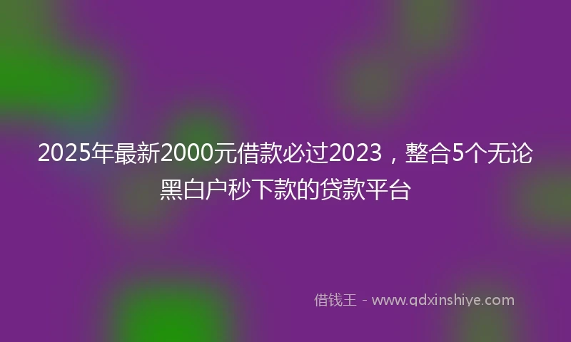 2025年最新2000元借款必过2023，整合5个无论黑白户秒下款的贷款平台