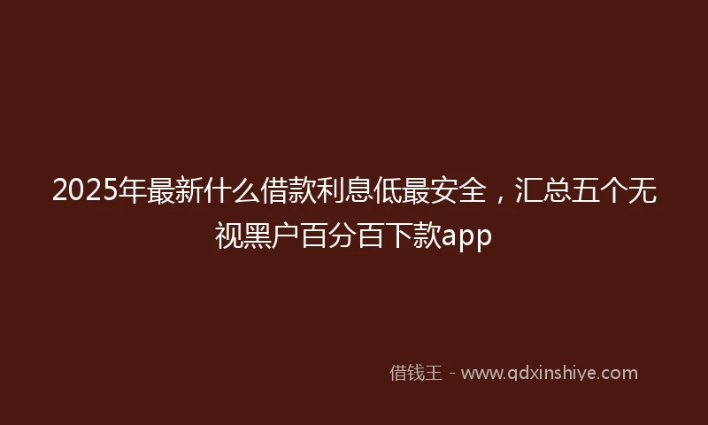 2025年最新什么借款利息低最安全，汇总五个无视黑户百分百下款app