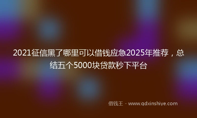 2021征信黑了哪里可以借钱应急2025年推荐，总结五个5000块贷款秒下平台