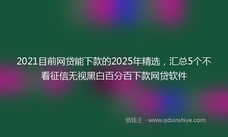 2021目前网贷能下款的2025年精选，汇总5个不看征信无视黑白百分百下款网贷软件