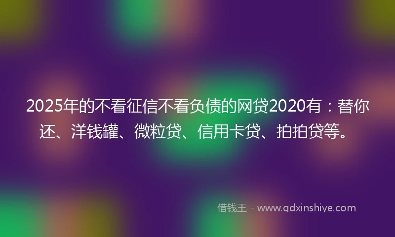 2025年的不看征信不看负债的网贷2020有：替你还、洋钱罐、微粒贷、信用卡贷、拍拍贷等。