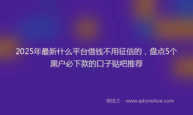2025年最新什么平台借钱不用征信的，盘点5个黑户必下款的口子贴吧推荐