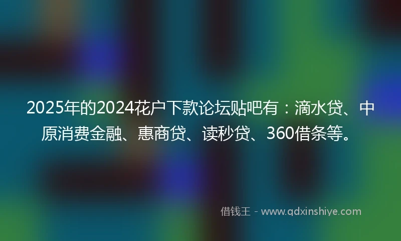 2025年的2024花户下款论坛贴吧有：滴水贷、中原消费金融、惠商贷、读秒贷、360借条等。