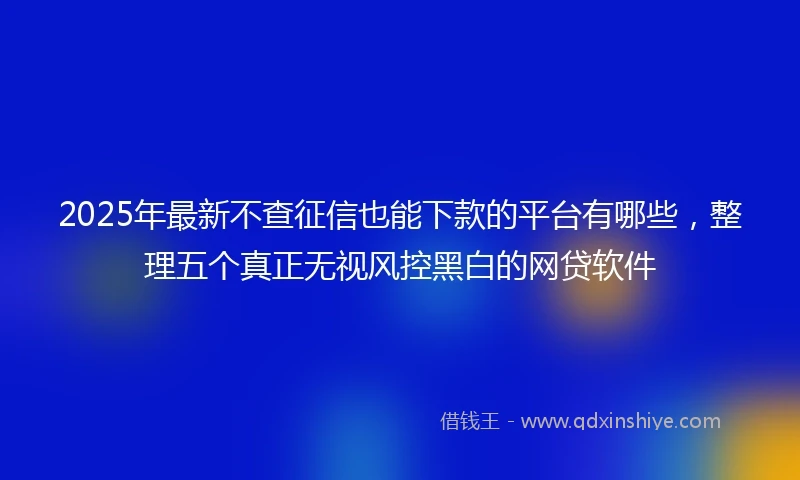2025年最新不查征信也能下款的平台有哪些，整理五个真正无视风控黑白的网贷软件