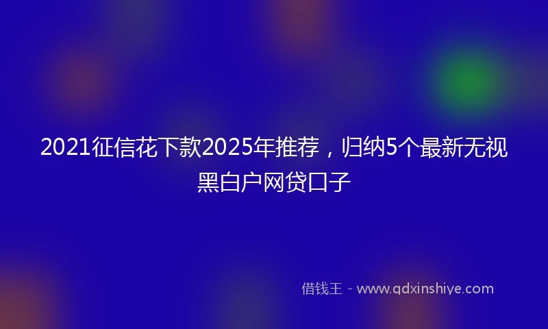 2021征信花下款2025年推荐，归纳5个最新无视黑白户网贷口子