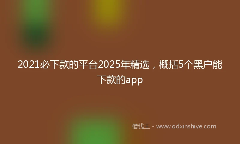 2021必下款的平台2025年精选，概括5个黑户能下款的app