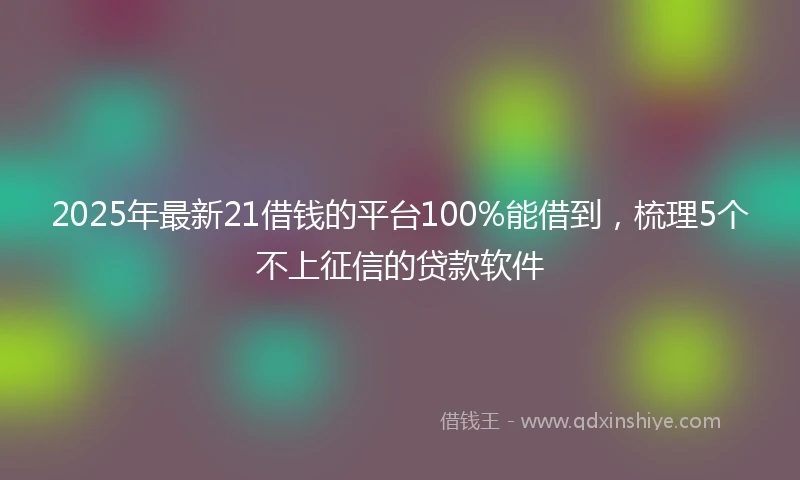 2025年最新21借钱的平台100%能借到，梳理5个不上征信的贷款软件