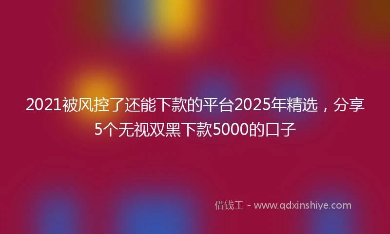 2021被风控了还能下款的平台2025年精选，分享5个无视双黑下款5000的口子