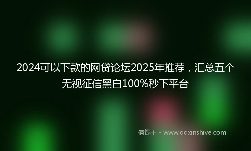 2024可以下款的网贷论坛2025年推荐，汇总五个无视征信黑白100%秒下平台