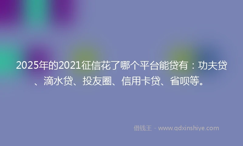 2025年的2021征信花了哪个平台能贷有：功夫贷、滴水贷、投友圈、信用卡贷、省呗等。
