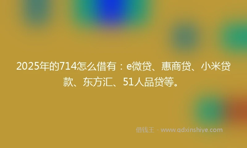 2025年的714怎么借有：e微贷、惠商贷、小米贷款、东方汇、51人品贷等。