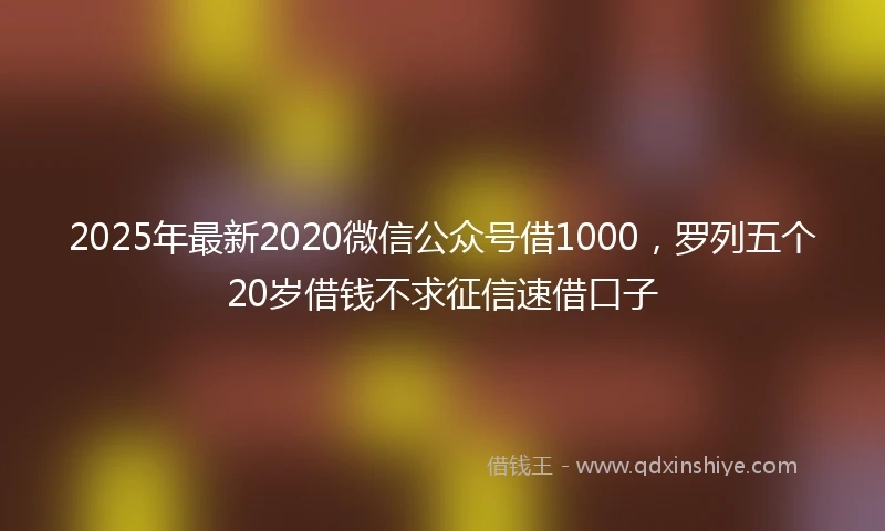 2025年最新2020微信公众号借1000，罗列五个20岁借钱不求征信速借口子