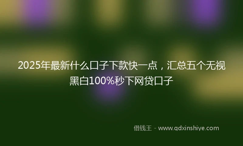 2025年最新什么口子下款快一点，汇总五个无视黑白100%秒下网贷口子