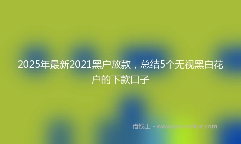 2025年最新2021黑户放款，总结5个无视黑白花户的下款口子