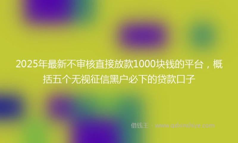 2025年最新不审核直接放款1000块钱的平台，概括五个无视征信黑户必下的贷款口子