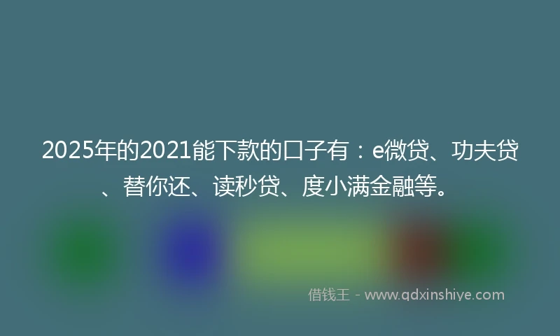 2025年的2021能下款的口子有：e微贷、功夫贷、替你还、读秒贷、度小满金融等。