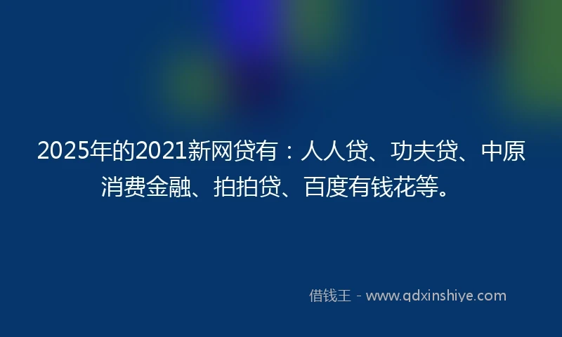 2025年的2021新网贷有：人人贷、功夫贷、中原消费金融、拍拍贷、百度有钱花等。