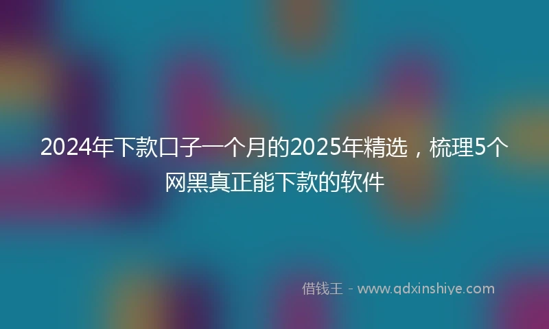 2024年下款口子一个月的2025年精选，梳理5个网黑真正能下款的软件