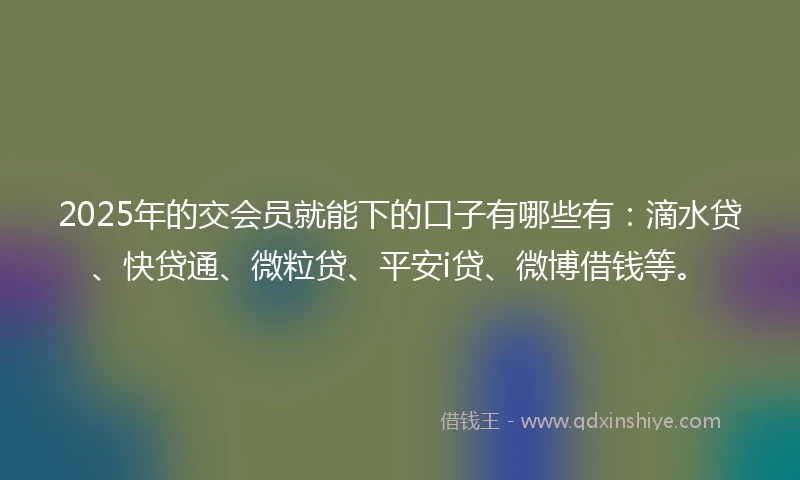 2025年的交会员就能下的口子有哪些有：滴水贷、快贷通、微粒贷、平安i贷、微博借钱等。