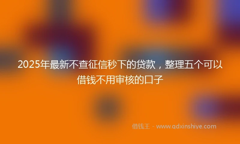 2025年最新不查征信秒下的贷款，整理五个可以借钱不用审核的口子