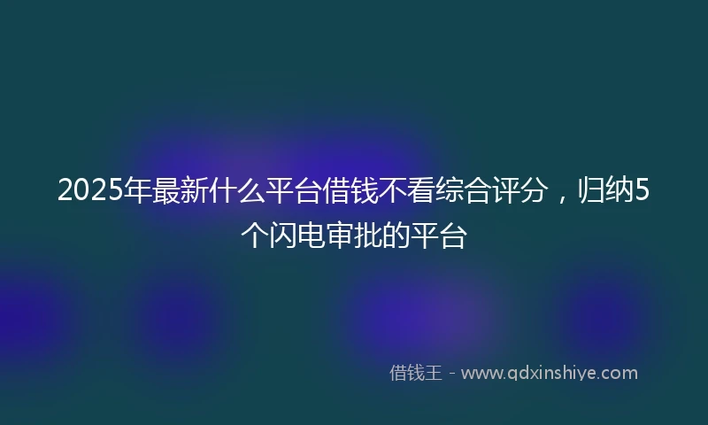 2025年最新什么平台借钱不看综合评分，归纳5个闪电审批的平台