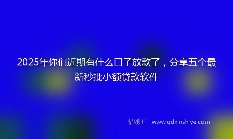 2025年你们近期有什么口子放款了，分享五个最新秒批小额贷款软件