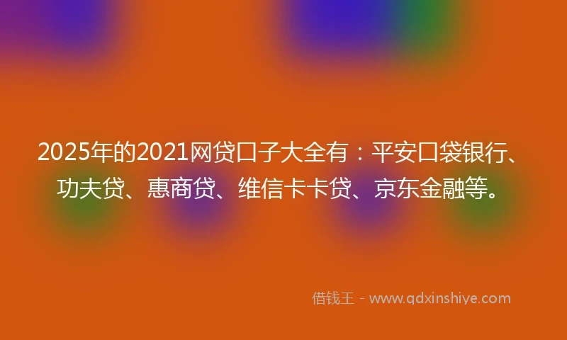 2025年的2021网贷口子大全有：平安口袋银行、功夫贷、惠商贷、维信卡卡贷、京东金融等。