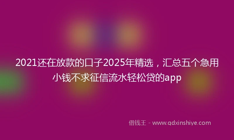 2021还在放款的口子2025年精选，汇总五个急用小钱不求征信流水轻松贷的app
