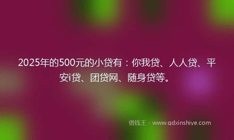 2025年的500元的小贷有：你我贷、人人贷、平安i贷、团贷网、随身贷等。