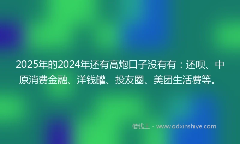 2025年的2024年还有高炮口子没有有：还呗、中原消费金融、洋钱罐、投友圈、美团生活费等。