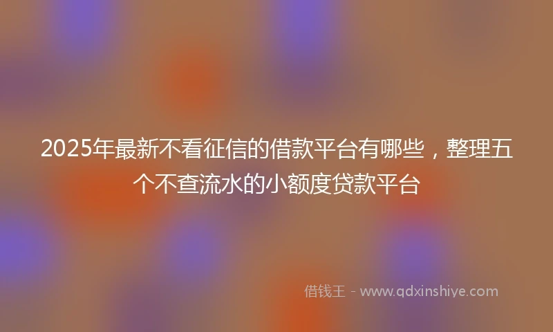 2025年最新不看征信的借款平台有哪些，整理五个不查流水的小额度贷款平台