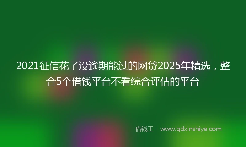 2021征信花了没逾期能过的网贷2025年精选，整合5个借钱平台不看综合评估的平台