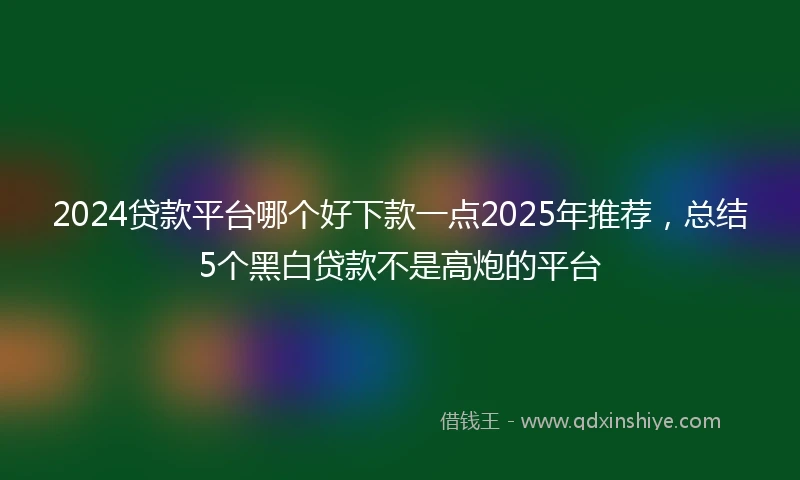 2024贷款平台哪个好下款一点2025年推荐，总结5个黑白贷款不是高炮的平台