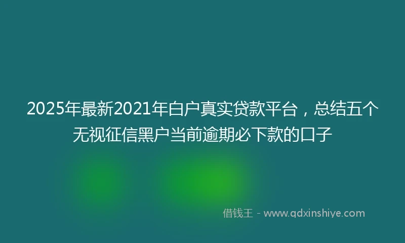 2025年最新2021年白户真实贷款平台，总结五个无视征信黑户当前逾期必下款的口子