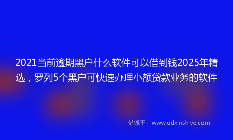2021当前逾期黑户什么软件可以借到钱2025年精选，罗列5个黑户可快速办理小额贷款业务的软件