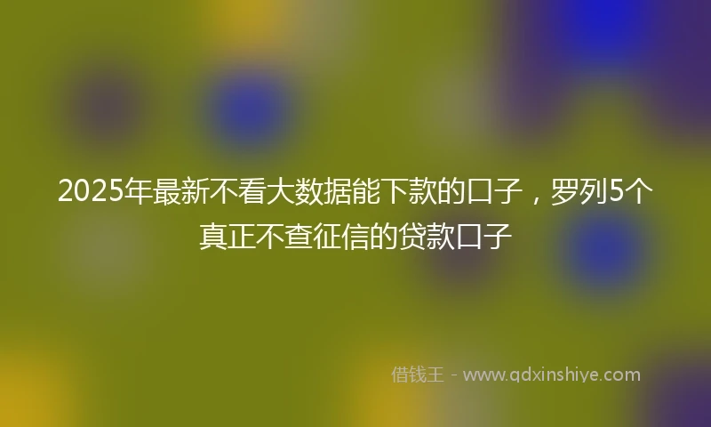 2025年最新不看大数据能下款的口子，罗列5个真正不查征信的贷款口子