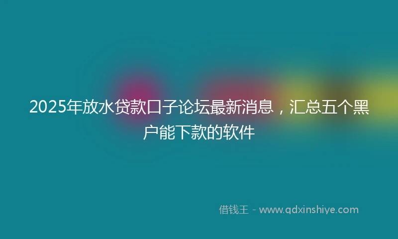 2025年放水贷款口子论坛最新消息，汇总五个黑户能下款的软件
