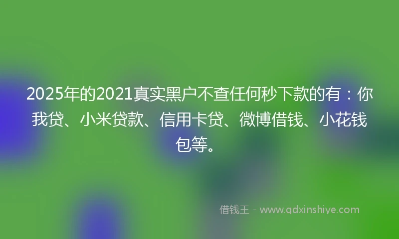 2025年的2021真实黑户不查任何秒下款的有：你我贷、小米贷款、信用卡贷、微博借钱、小花钱包等。