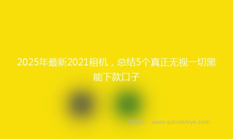 2025年最新2021租机，总结5个真正无视一切黑能下款口子