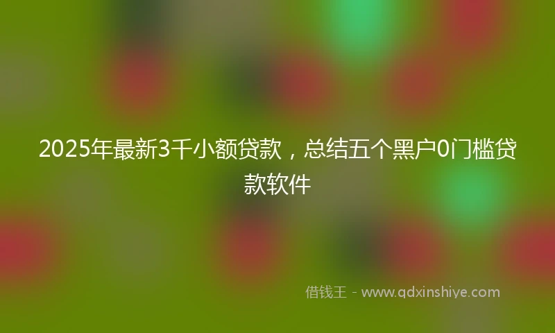 2025年最新3千小额贷款，总结五个黑户0门槛贷款软件
